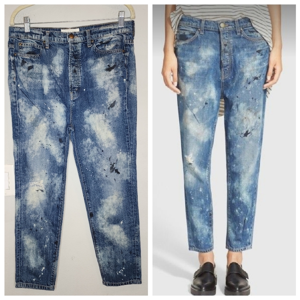 THE GREAT. The Mister Slouch Worn Paint Wash Women's Sz 27 boyfriend button fly